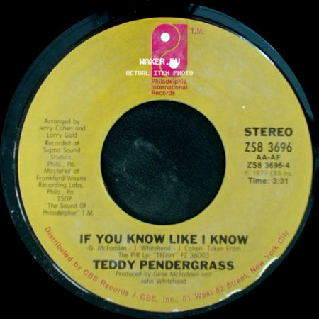 Teddy Pendergrass - Turn Off The Lights / If You Know Like I Know side B