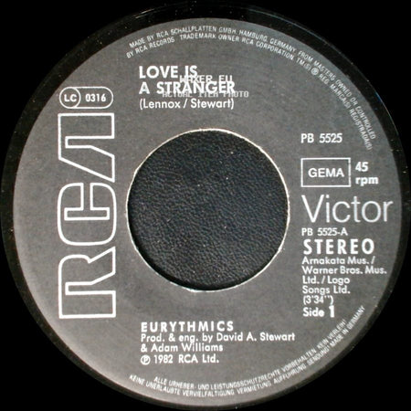 Eurythmics - Love Is A Stranger / Monkey, Monkey side A