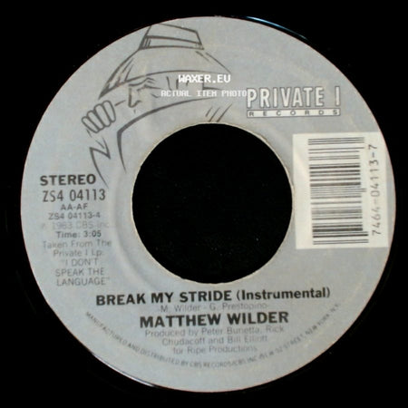 Matthew Wilder - Break My Stride / Break My Stride (Instrumental) side B