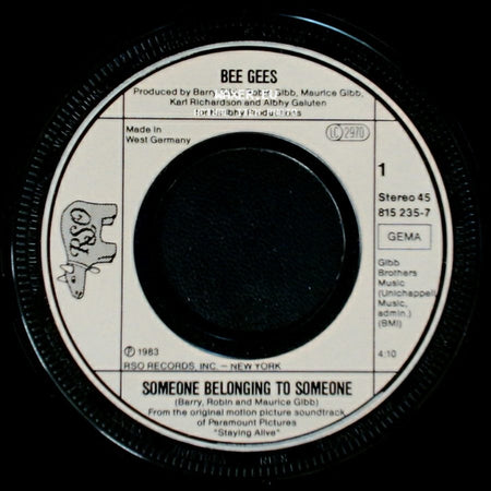 Bee Gees / Bee Gees (Featuring David Sanborn On Saxophone) - Someone Belonging To Someone / I Love You Too Much (Instrumental) side A