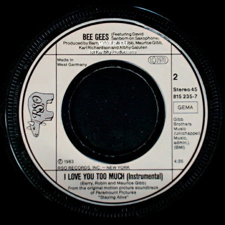 Bee Gees / Bee Gees (Featuring David Sanborn On Saxophone) - Someone Belonging To Someone / I Love You Too Much (Instrumental) side B