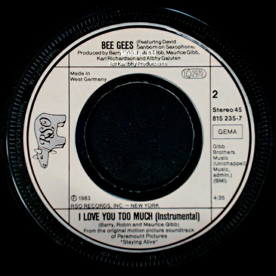 Bee Gees / Bee Gees (Featuring David Sanborn On Saxophone) - Someone Belonging To Someone / I Love You Too Much (Instrumental) side B