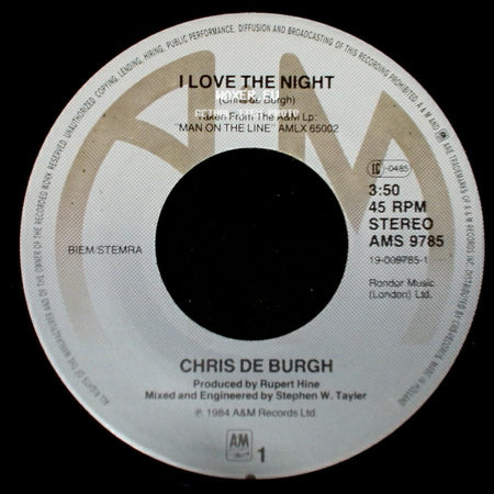 Chris De Burgh - Moonlight And Vodka / I Love The Night side B