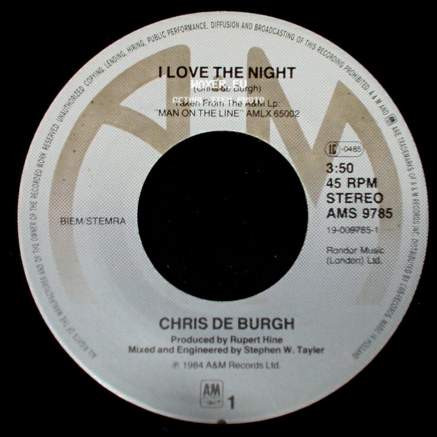 Chris De Burgh - Moonlight And Vodka / I Love The Night side B