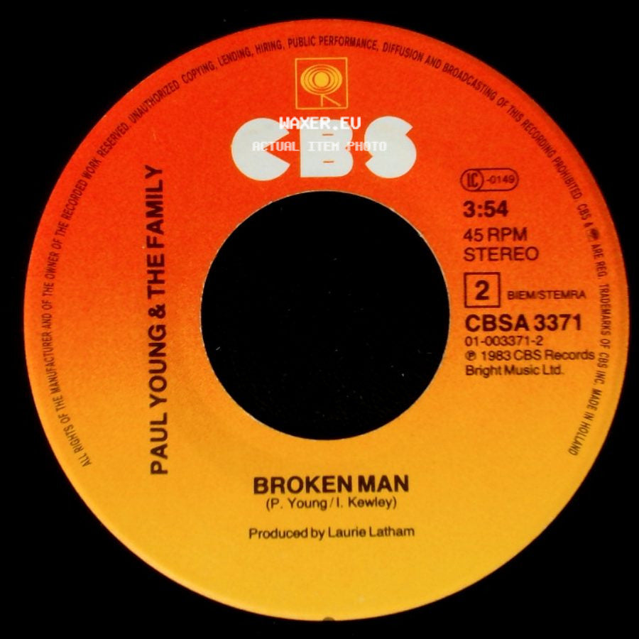 Paul Young & The Family - Wherever I Lay My Hat (That's My Home) / Broken Man side B