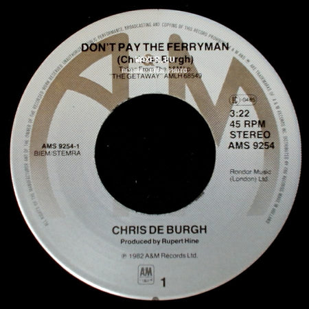 Chris De Burgh - Living On The Island / Don't Pay The Ferryman side B