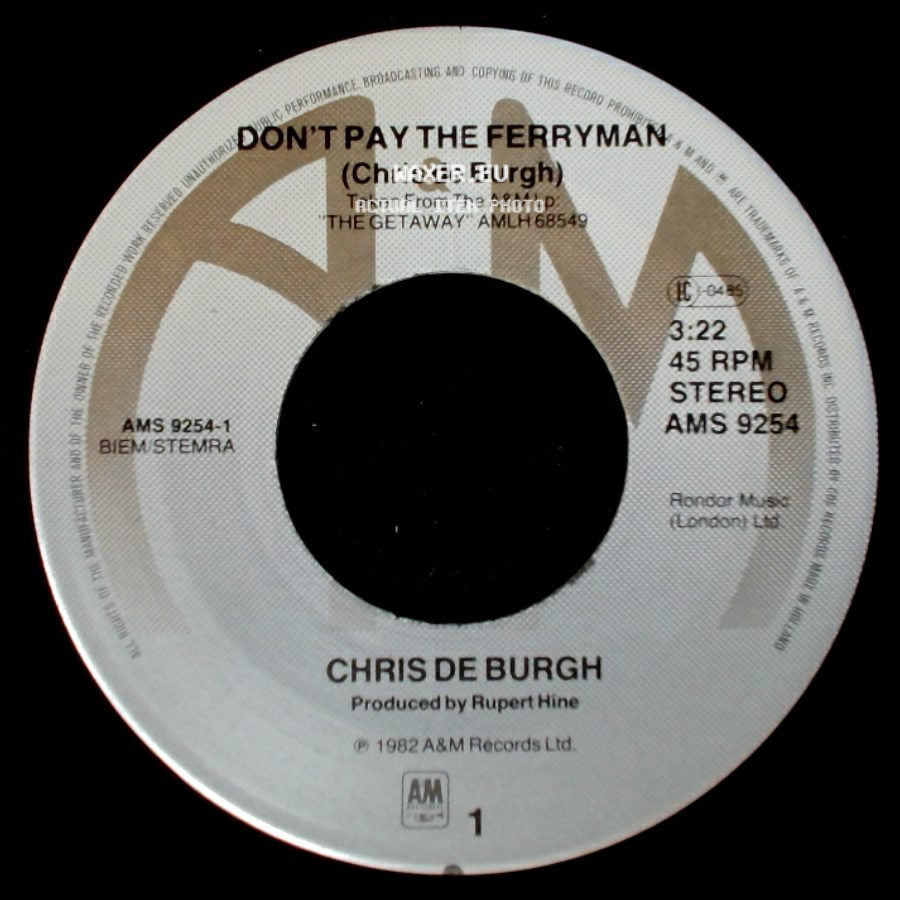 Chris De Burgh - Living On The Island / Don't Pay The Ferryman side B