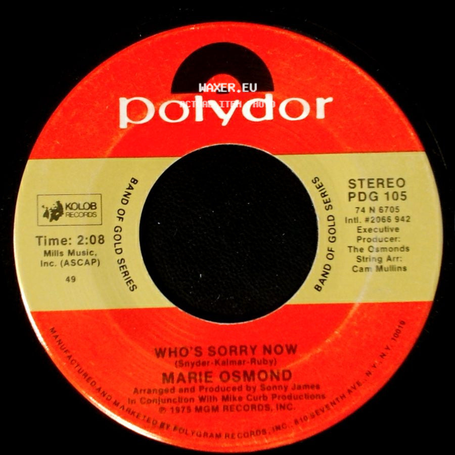 Marie Osmond - Paper Roses / Who's Sorry Now side B
