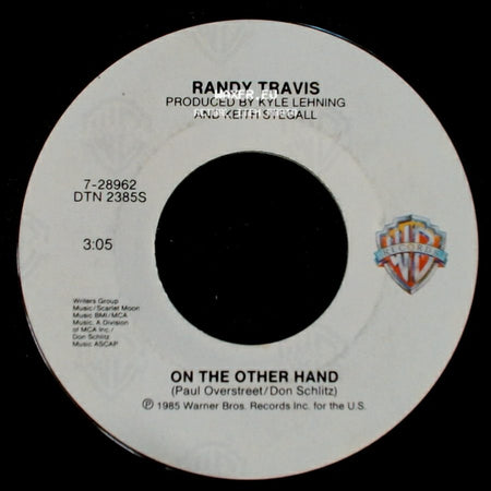 Randy Travis - Can't Stop Now / On The Other Hand side B