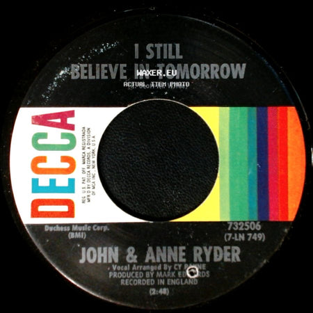 John & Anne Ryder - Daffodil Rain / I Still Believe In Tomorrow side B