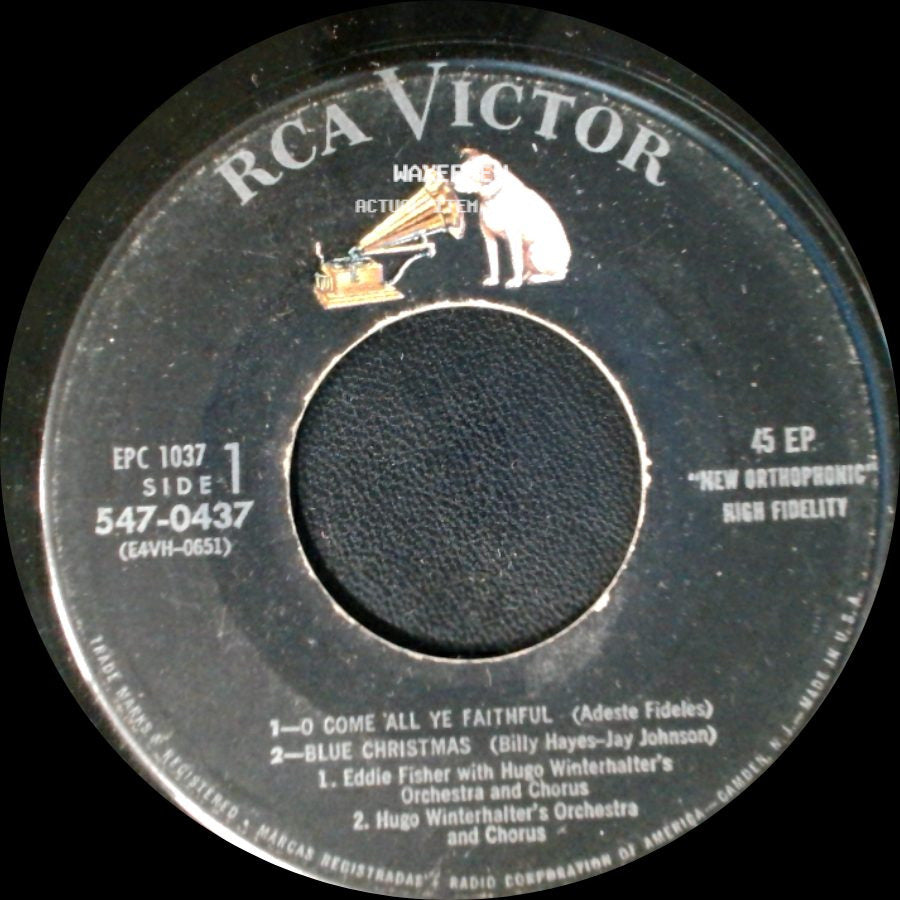 Eddie Fisher With Hugo Winterhalter's Orchestra And Chorus - Come 'all Ye Faithful / Blue Christmas / Unknown Title B side A