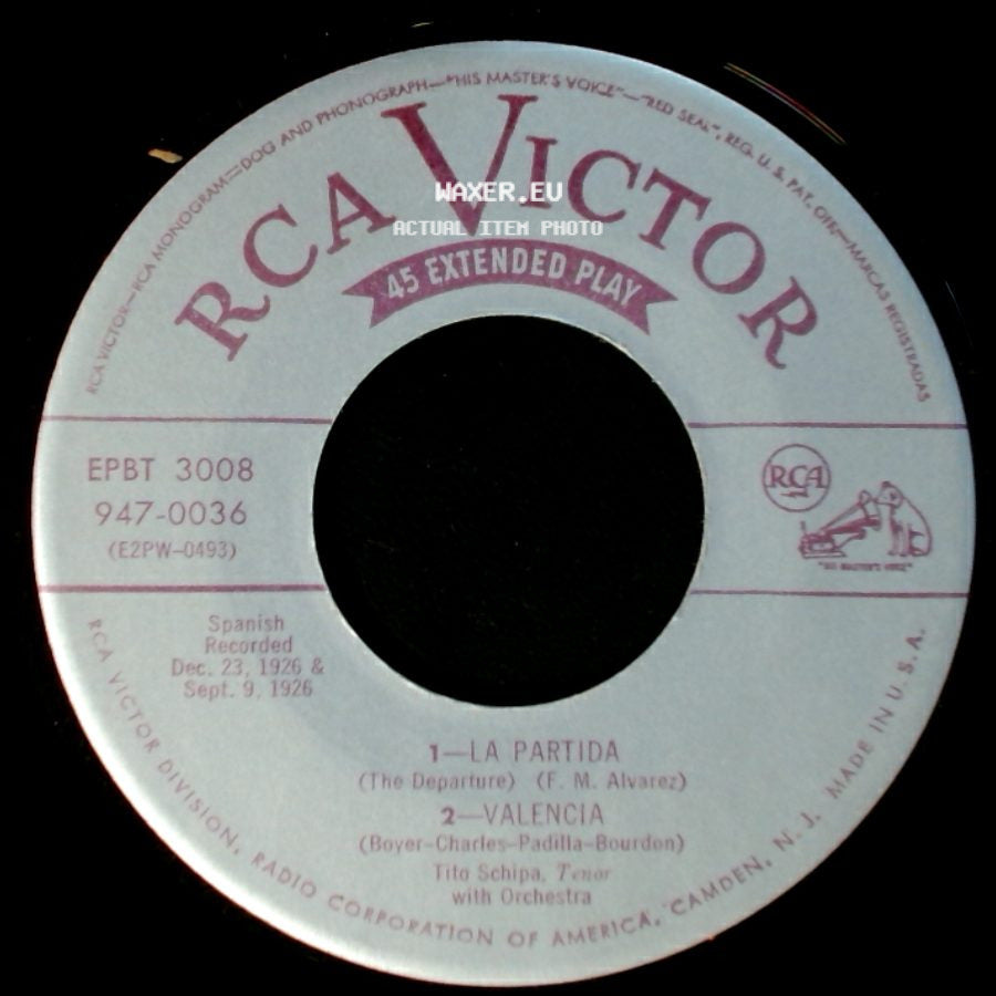 Tito Schipa - La Partida / Valencia / 1-Querer Con La Guitarra / 2-Granadinas side A