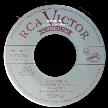 Tito Schipa - La Partida / Valencia / 1-Querer Con La Guitarra / 2-Granadinas side A