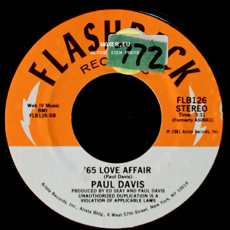 Paul Davis - Cool Night / '65 Love Affair side B