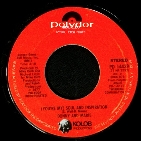 Donny And Marie - (You're My) Soul And Inspiration / Now We're Together side A