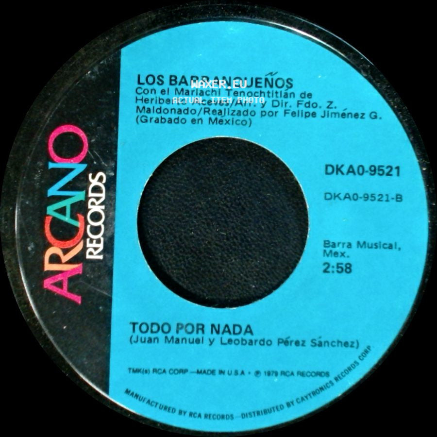 Los Barranqueños - Chiquitita / Todo Por Nada side B