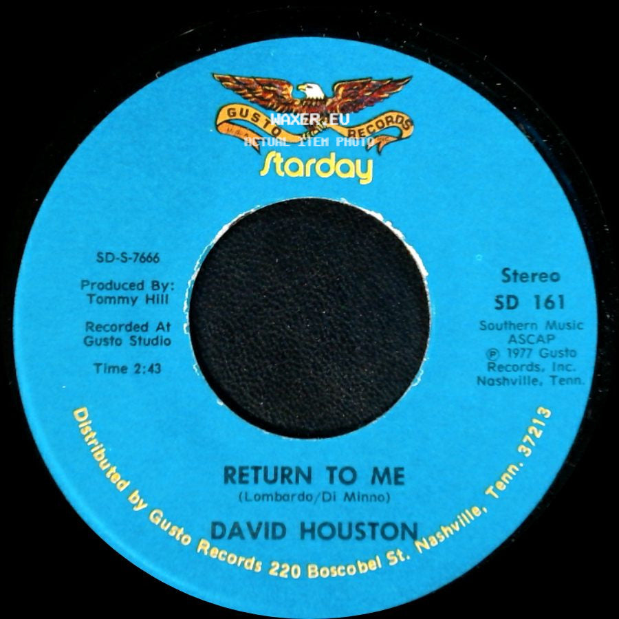 David Houston - Return To Me / Amazing Grace side A