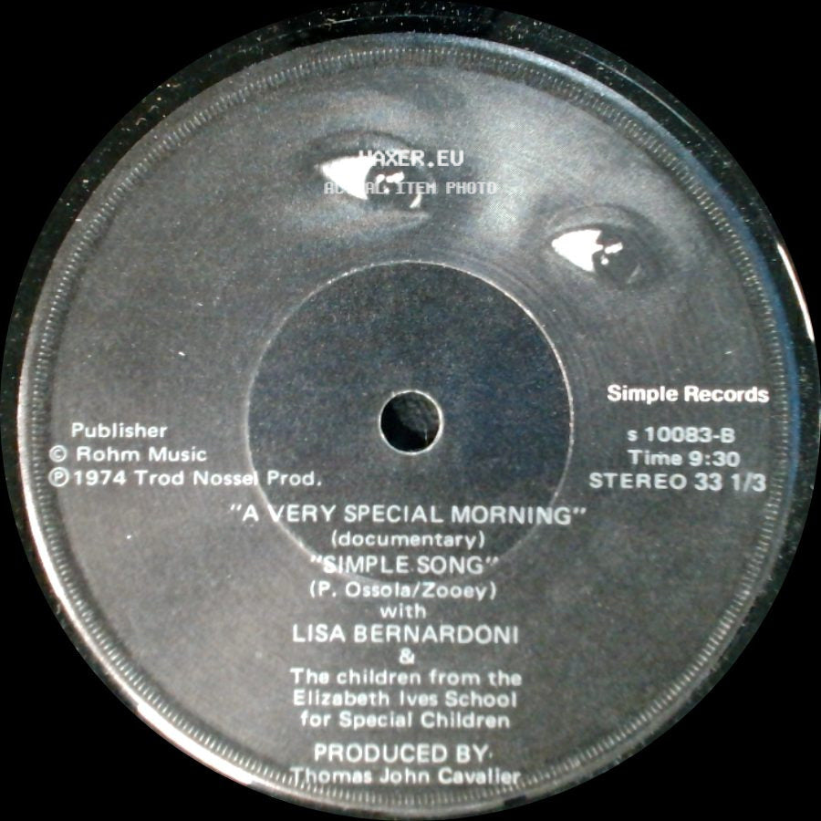 Lisa Bernardoni & The Children From The Elizabeth Ives School For Special Children - Simple Song / A Very Special Morning (Documentary) / Simple Song side B