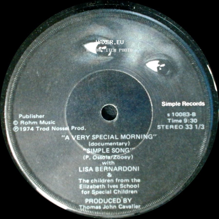 Lisa Bernardoni & The Children From The Elizabeth Ives School For Special Children - Simple Song / A Very Special Morning / Simple Song side B
