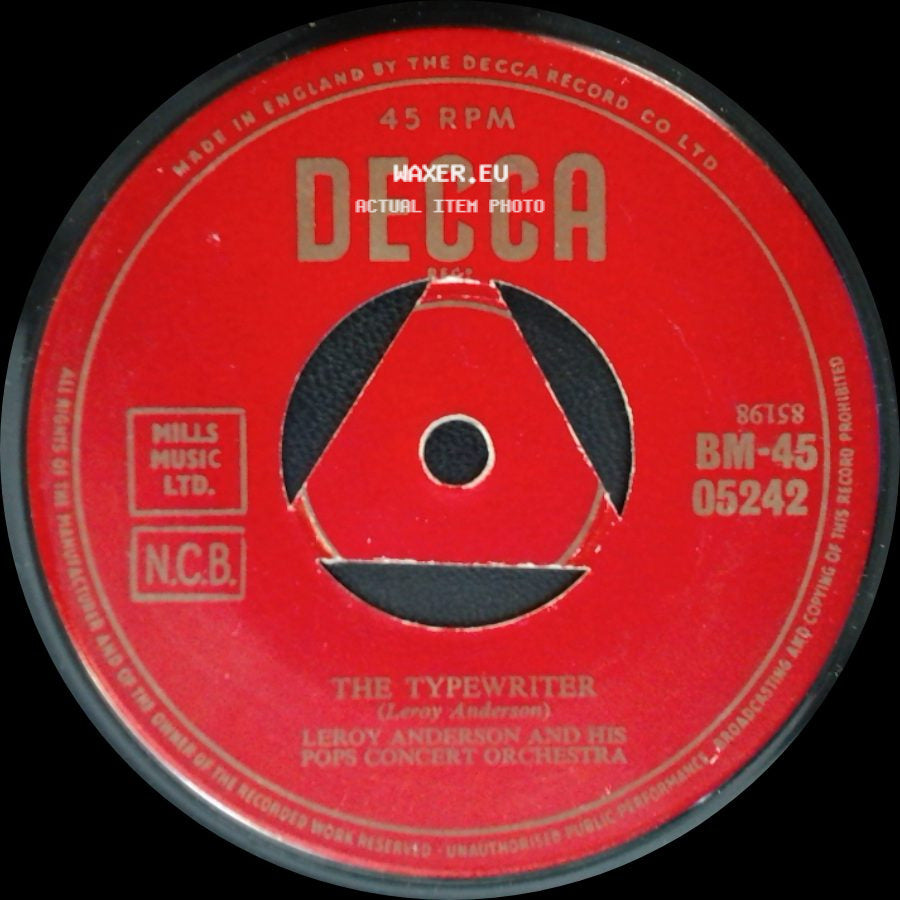 Leroy Anderson And His Pops Concert Orchestra - The Syncopated Clock / The Typewriter side B