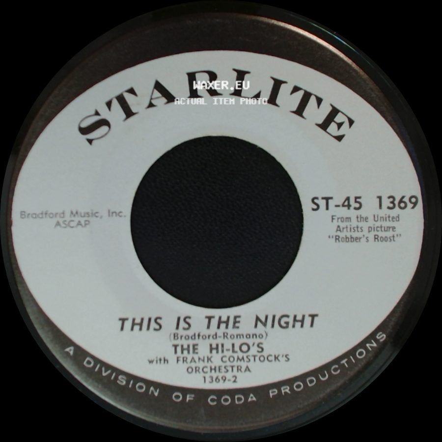 The Hi-Lo's / The Hi-Lo's With Frank Comstock's Orchestra - Shoeless Joe / This Is The Night side B