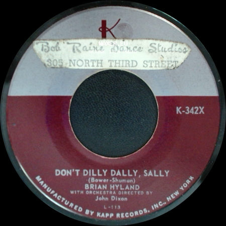 Brian Hyland - Itsy Bitsy Teenie Weenie Yellow Polkadot Bikini / Don't Dilly Dally Sally side B
