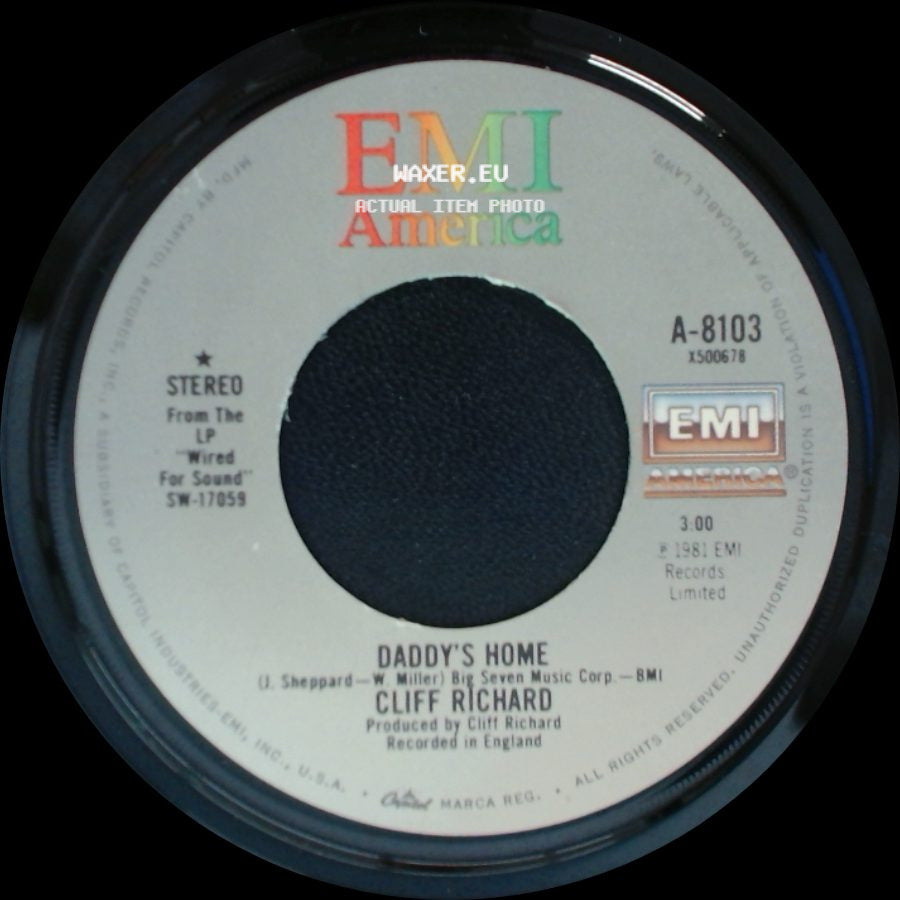 Cliff Richard - Summer Rain / Daddy's Home side B