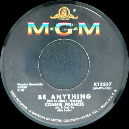 Connie Francis - Tommy / Be Anything (But So Mine) side B