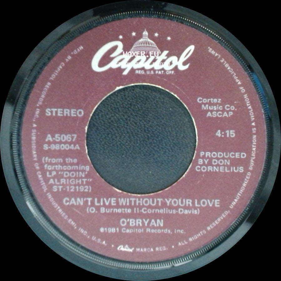 O'bryan - The Gigolo / Can't Live Without Your Love side B