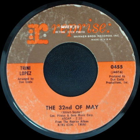 Trini Lopez - The 32Nd Of May / I'm Comin' Home, Cindy side A