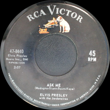 Elvis Presley With The Jordanaires / Elvis Presley - Ask Me / Ain't That Loving You Baby side A