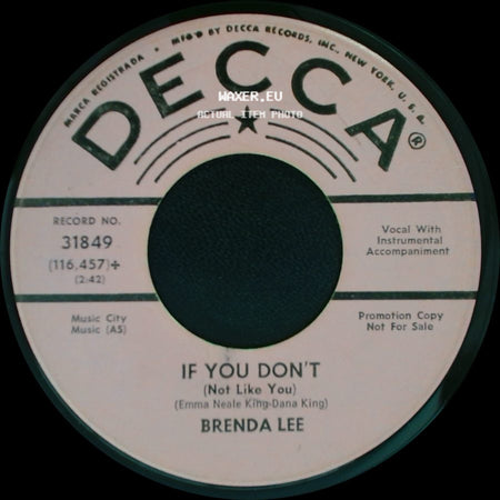 Brenda Lee - Rusty Bell / If You Don't (Not Like You) side B