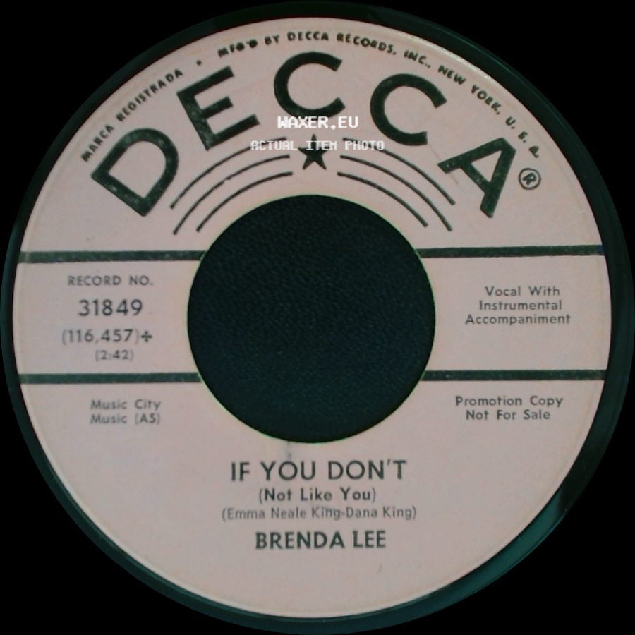 Brenda Lee - Rusty Bell / If You Don't (Not Like You) side B