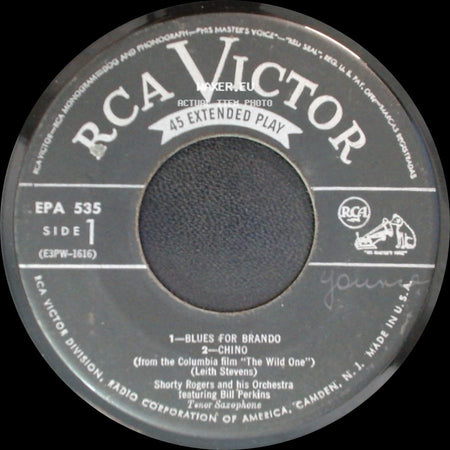 Shorty Rogers And His Orchestra Featuring Bill Perkins / Shorty Rogers And His Orchestra - Blues For Brando / Chino / The Wild One / Windswept side A