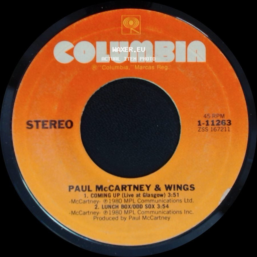 Paul Mccartney & Wings / Paul Mccartney - Coming Up (Live At Glasgow) / Lunch Box/Odd Sox / Coming Up side A