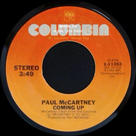 Paul Mccartney & Wings / Paul Mccartney - Coming Up (Live At Glasgow) / Lunch Box/Odd Sox / Coming Up side B