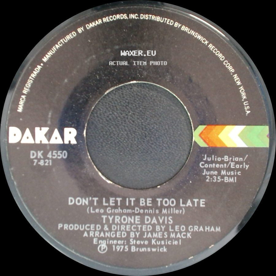 Tyrone Davis - Don't Let It Be Too Late / Turning Point side A