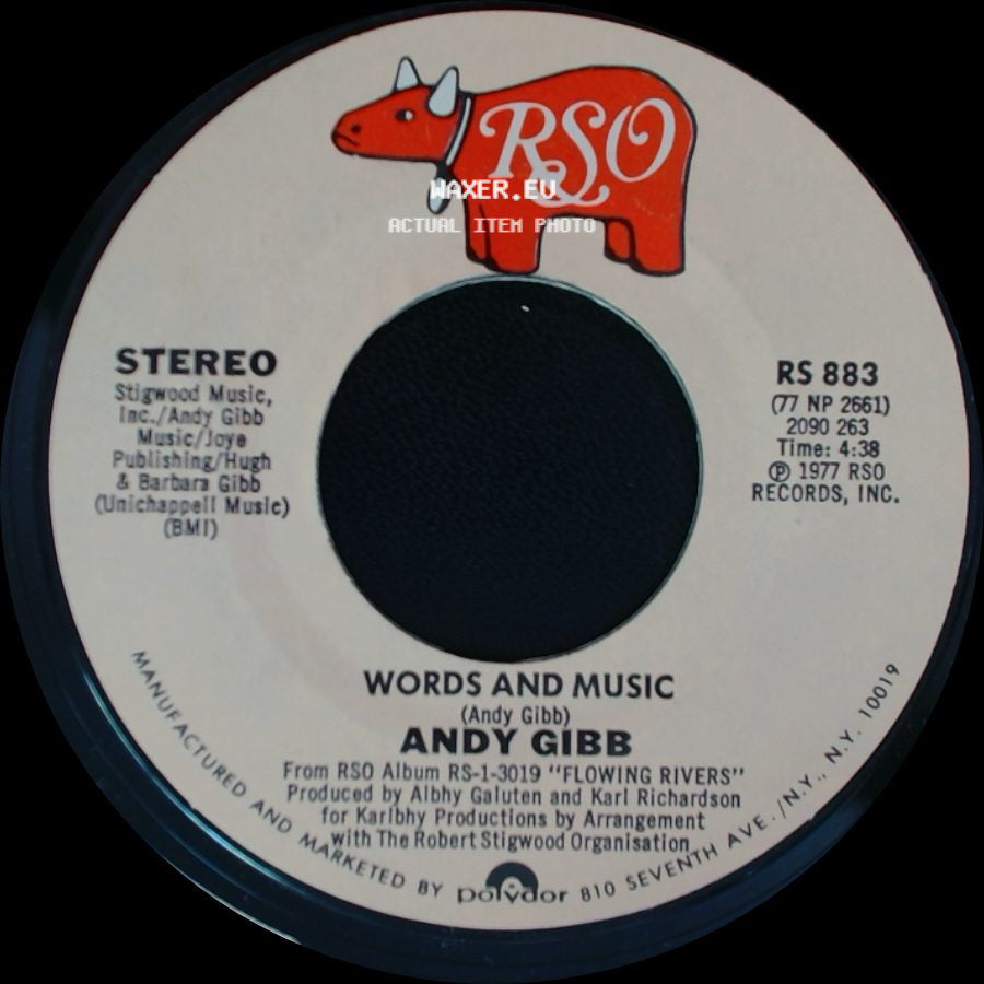 Andy Gibb - (Love Is) Thicker Than Water / Words And Music side B