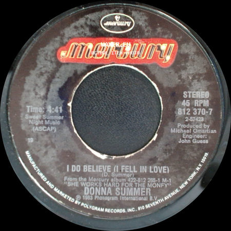 Donna Summer - She Works Hard For The Money / I Do Believe (I Fell In Love) side B