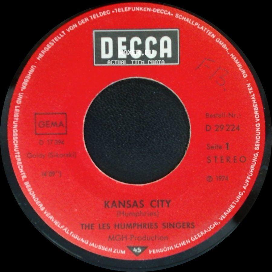 The Les Humphries Singers - Back On Tour Again / Kansas City side B
