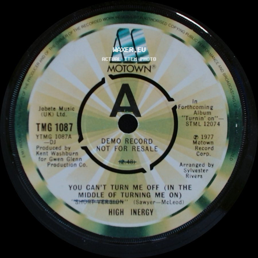High Inergy - You Can't Turn Me Off (In The Middle Of Turning Me On) / Let Me Get Close To You side A