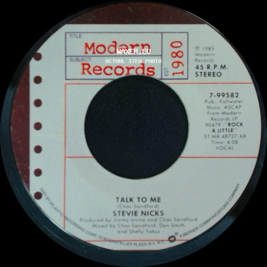 Stevie Nicks - One More Big Time Rock And Roll Star / Talk To Me side B