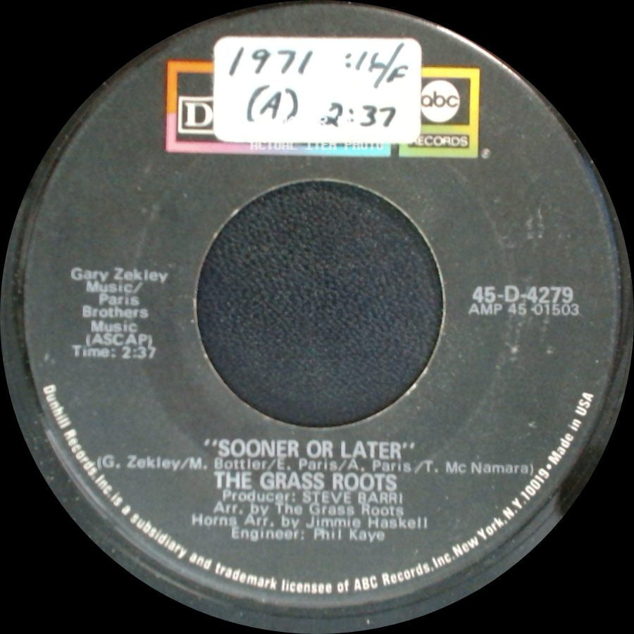 The Grass Roots - Sooner Or Later / I Can Turn Off The Rain side A
