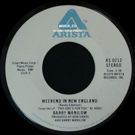 Barry Manilow - Weekend In New England / Say The Words side A