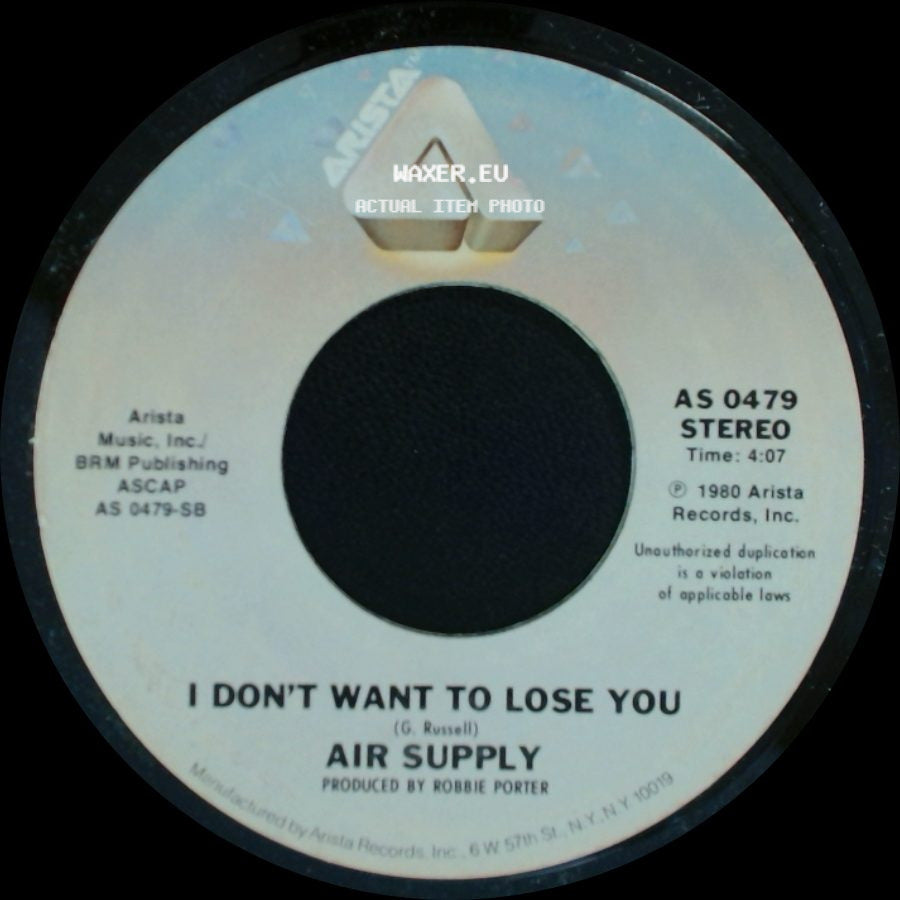 Air Supply - Lost In Love / I Don't Want To Lose You side B