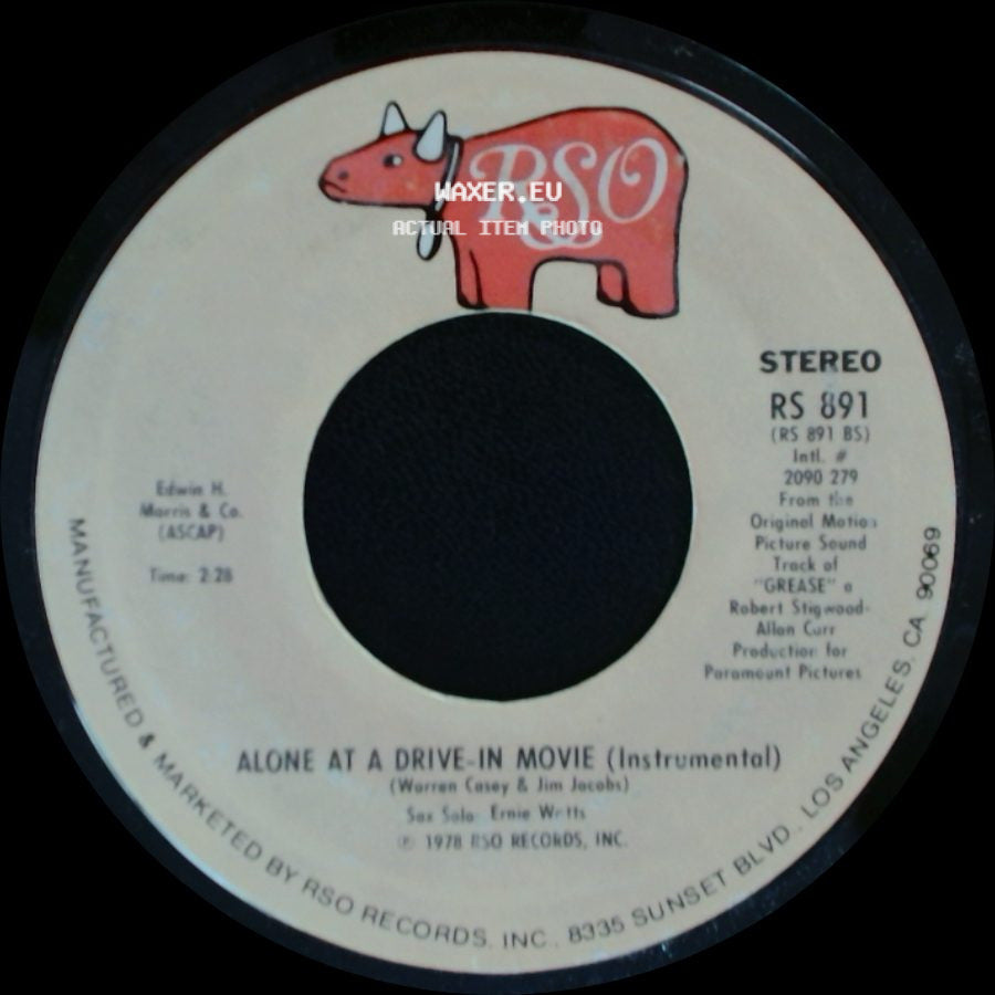 John Travolta And Olivia Newton-John - Alone At A Drive-In Movie (Instrumental) / You're The One That I Want side A