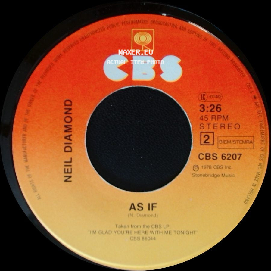 Neil Diamond - Let Me Take You In My Arms Again / As If side B