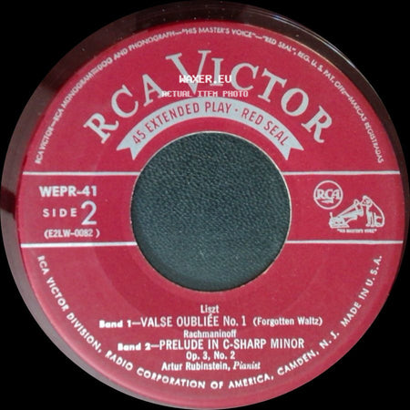 Debussy, Mendelssohn, Artur Rubinstein / Artur Rubinstein, Pianist - La Plus Que Lente - Valse / Spinning Song, Op. 67, No. 4 / Valse Oubliée No. 1 / Prelude In C-Sharp Minor side B