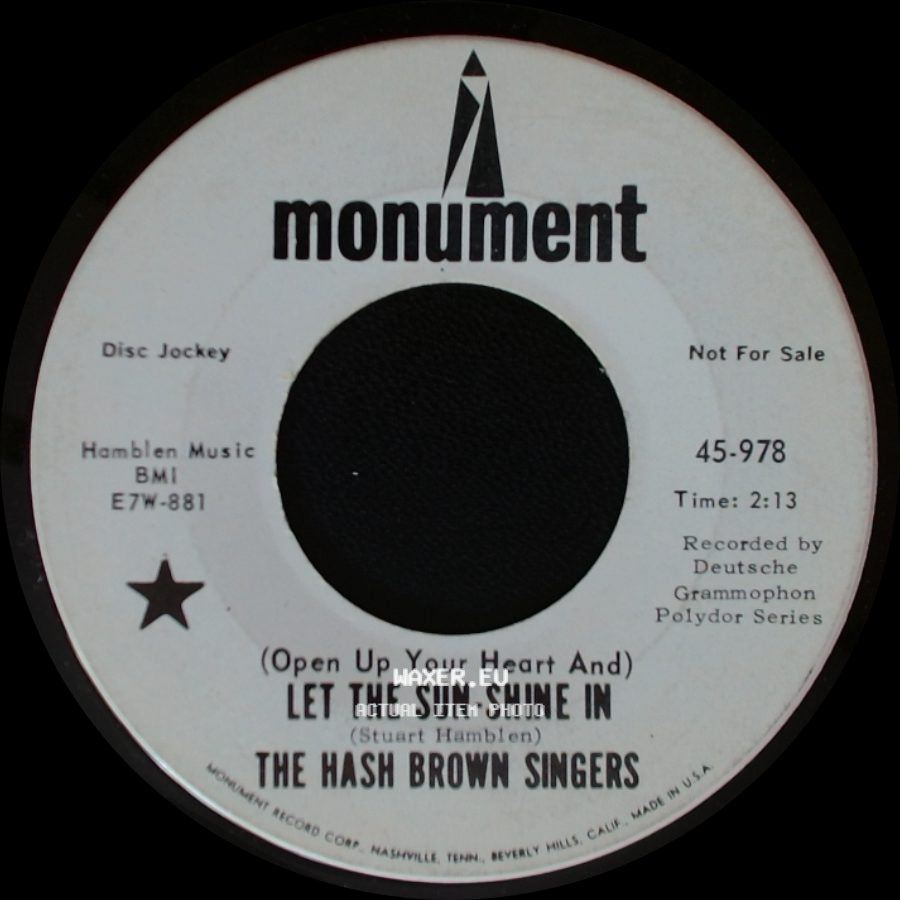 The Hash Brown Singers - (Open Up Your Heart And) Let The Sun-Shine In / I Get A Thrill side A