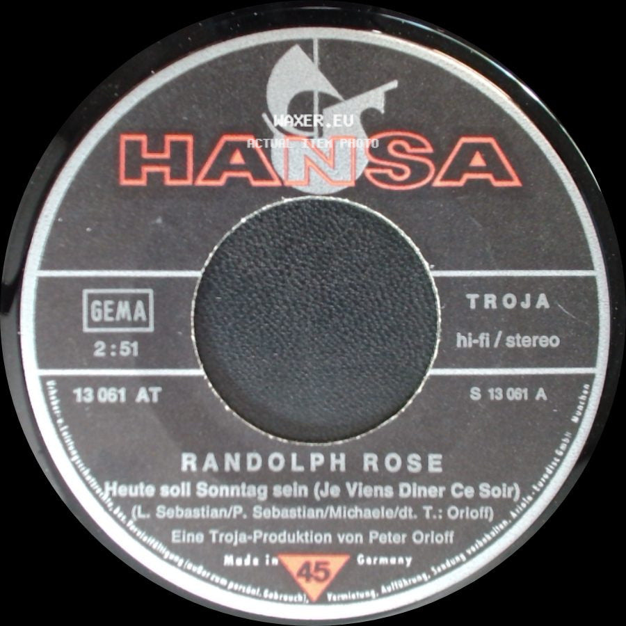 Randolph Rose - Durango / Heute Soll Sonntag Sein (Je Viens Diner Ce Soir) side B
